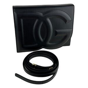 Dolce&Gabana Women's Calfskin DG Logo Bag Crossbody Bag Black Sz Medium